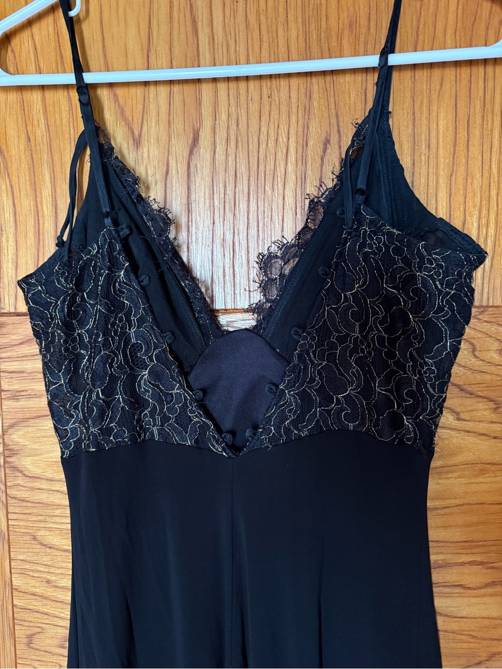 Vintage BEBE Black Slip Dress with Lace Insets - Picture 3 of 6